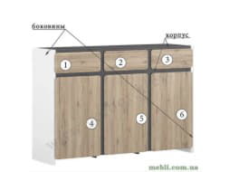 POSSI Комод 3D3S-10-15 BRW Польща