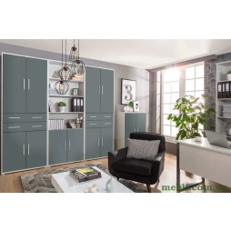 Модульна стінка для вітальні Гербор Кабі N100013 Попелястий/Антрацит