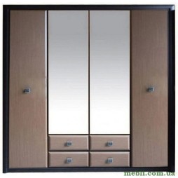 Шафа в спальню з дзеркалом Гербор Коен МДФ SZF4D2S Венге магія/Штрокс темний