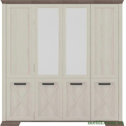 Шафа для одягу з дзеркалом Гербор Марсель SZF4D Ясен сніжний/Дуб сонома трюфель