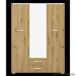 Шафа для одягу з дзеркалом Гербор Рутенія SZF3D2S Дуб артизан/Німфея альба