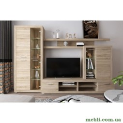 Модульна стінка для вітальні з підсвіткою ВМК (БРВ) Елія Дуб сонома