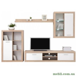 Модульна стінка для вітальні з підсвіткою ВМК (БРВ) Сансет Дуб сонома/Німфея альба
