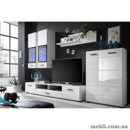 Модульна стінка для вітальні ВМК (БРВ) Арктика Німфея альба/Білий глянець