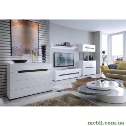 Модульна стінка для вітальні ВМК (БРВ) Ацтека N77813 Білий/Білий глянець