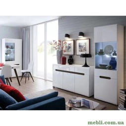 Модульна стінка для вітальні ВМК (БРВ) Ацтека N77814 Білий/Білий глянець