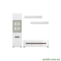 Модульна стінка для вітальні ВМК (БРВ) Ацтека N77851 Білий/Білий глянець
