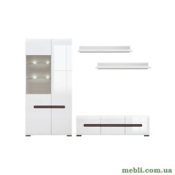 Модульна стінка для вітальні ВМК (БРВ) Ацтека N77853 Білий/Білий глянець