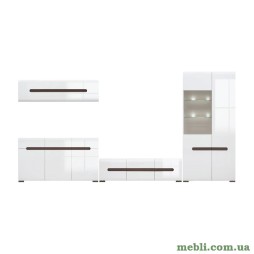 Модульна стінка для вітальні ВМК (БРВ) Ацтека N77855 Білий/Білий глянець