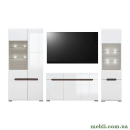Модульна стінка для вітальні ВМК (БРВ) Ацтека N77859 Білий/Білий глянець