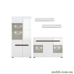 Модульна стінка для вітальні ВМК (БРВ) Ацтека N77861 Білий/Білий глянець
