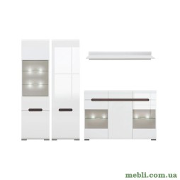 Модульна стінка для вітальні ВМК (БРВ) Ацтека N77862 Білий/Білий глянець