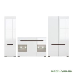 Модульна стінка для вітальні ВМК (БРВ) Ацтека N77865 Білий/Білий глянець
