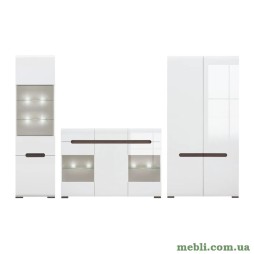 Модульна стінка для вітальні ВМК (БРВ) Ацтека N77866 Білий/Білий глянець