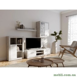 Модульна стінка для вітальні ВМК (БРВ) Шакіра Бетон/Німфея альба