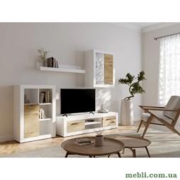 Модульна стінка для вітальні ВМК (БРВ) Шакіра Німфея альба/Дуб артизан