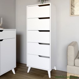 Комод високий з білими ніжками 5 ящиків М-ЗОН Борн 500 Німфея Альба (білий)