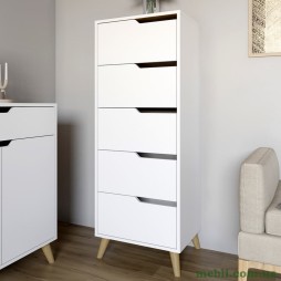 Комод високий з ніжками в кольорі Горіх світлий 5 ящиків М-ЗОН Борн 500 Німфея Альба (білий)