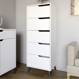 Комод високий з чорними ніжками 5 ящиків М-ЗОН Борн 500 Німфея Альба (білий)