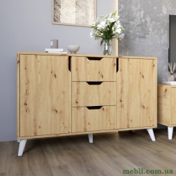 Комод у вітальню з білими ніжками М-ЗОН Борн 1200 Дуб артизан