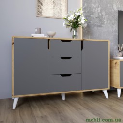 Комод у вітальню з білими ніжками М-ЗОН Борн 1200 Дуб артизан/Антрацит