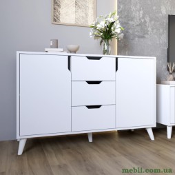 Комод у вітальню з білими ніжками М-ЗОН Борн 1200 Німфея Альба (білий)