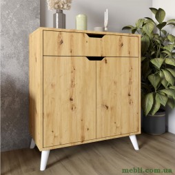 Комод у вітальню з білими ніжками М-ЗОН Борн 750 Дуб Артизан