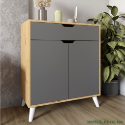 Комод у вітальню з білими ніжками М-ЗОН Борн 750 Дуб Артизан/Антрацит