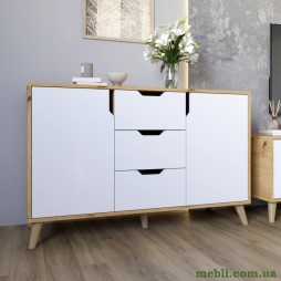 Комод у вітальню з ніжками в кольорі Горіх світлий М-ЗОН Борн 1200 Дуб артизан/Німфея Альба (білий)