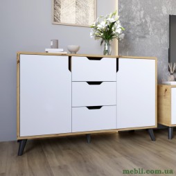 Комод у вітальню з чорними ніжками М-ЗОН Борн 1200 Дуб артизан/Німфея Альба (білий)