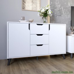 Комод у вітальню з чорними ніжками М-ЗОН Борн 1200 Німфея Альба (білий)