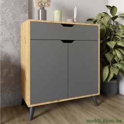 Комод у вітальню з чорними ніжками М-ЗОН Борн 750 Дуб Артизан/Антрацит