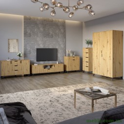 Комплект меблів для вітальні 5 предметів з чорними ніжками М-ЗОН Борн Дуб Артизан