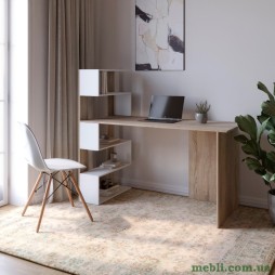 Стіл комп'ютерний з полицями М-ЗОН Джеко 1416L лівий Сонома/Німфея Альба