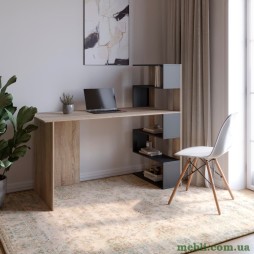 Стіл комп'ютерний з полицями М-ЗОН Джеко 1416P правий Сонома/Антрацит