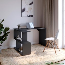 Стіл комп'ютерний поворотний з полицями М-ЗОН Джеко 1200 Антрацит