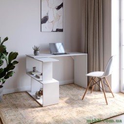 Стіл комп'ютерний поворотний з полицями М-ЗОН Джеко 1200 Німфея Альба