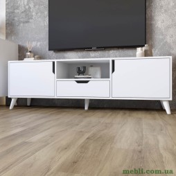 Тумба під телевізор з білими ніжками М-ЗОН Борн 1600 Німфея Альба (білий)