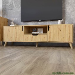 Тумба під телевізор з ніжками в кольорі Горіх світлий М-ЗОН Борн 1600 Дуб Артизан