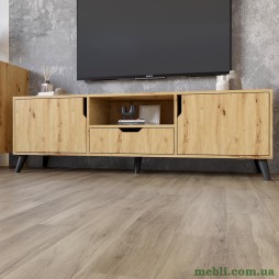 Тумба під телевізор з чорними ніжками М-ЗОН Борн 1600 Дуб Артизан