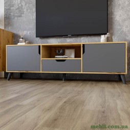 Тумба під телевізор з чорними ніжками М-ЗОН Борн 1600 Дуб артизан/Антрацит