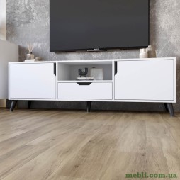 Тумба під телевізор з чорними ніжками М-ЗОН Борн 1600 Німфея Альба (білий)