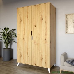 Шафа дводверна з білими ніжками М-ЗОН Борн 1200 Дуб Артизан