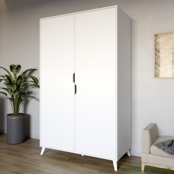 Шафа дводверна з білими ніжками М-ЗОН Борн 1200 Німфея Альба (білий)