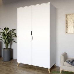 Шафа дводверна з ніжками кольору світлий горіх М-ЗОН Борн 1200 Німфея Альба (білий)