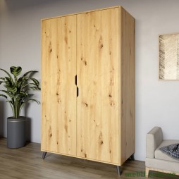 Шафа дводверна з чорними ніжками М-ЗОН Борн 1200 Дуб Артизан