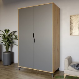 Шафа дводверна з чорними ніжками М-ЗОН Борн 1200 Дуб Артизан/Антрацит