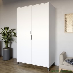 Шафа дводверна з чорними ніжками М-ЗОН Борн 1200 Німфея Альба (білий)