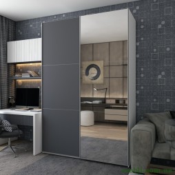 Шафа-купе двохдверна Doros G-Caiser 160х60х240 Білий/Графіт/Дзеркало