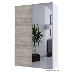 Шафа-купе двохдверна Doros G-Caiser 160х60х240 Білий/Дуб крафт сірий/Дзеркало